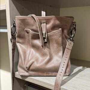 Garnet Hill Blush Metallic Leather Crossbody Bag